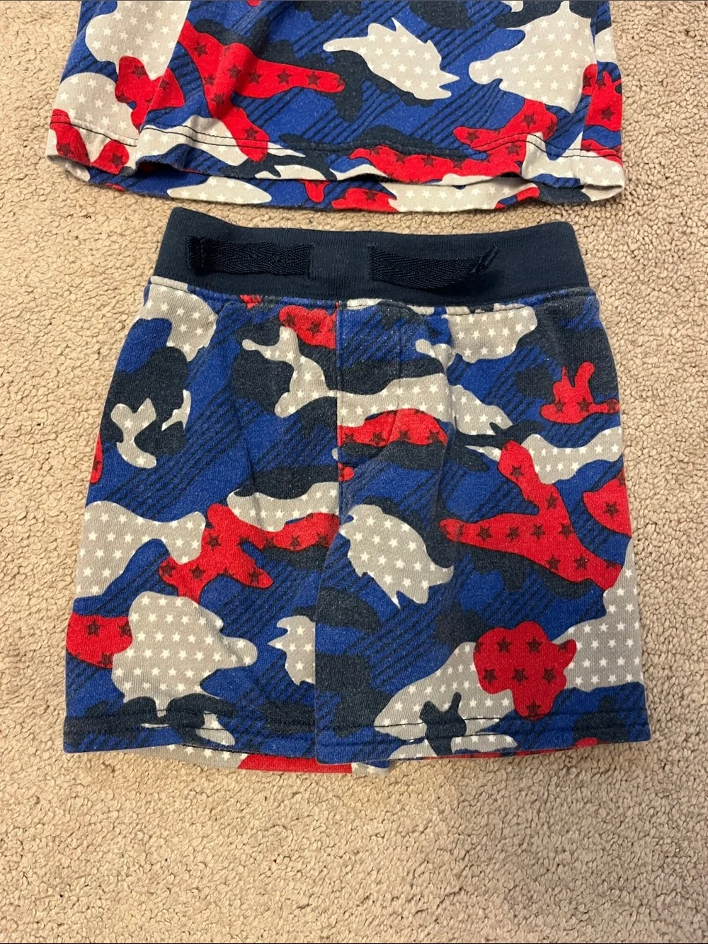 Kids Red, Blue & White Camo Tank Top and Shorts Set